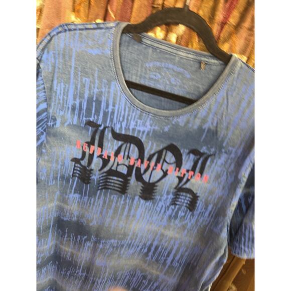 Buffalo David Bitton Men's Size XL Blue Dyed Ink Graphic Crew-Neck T-Shirt - Picture 6 of 12